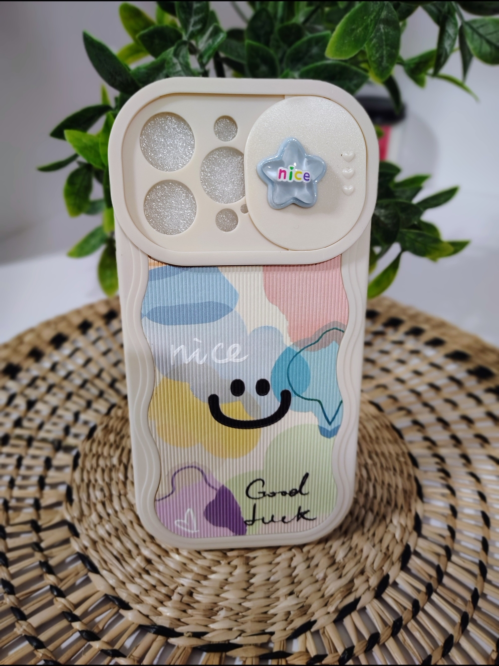 Cute Neutral Pastel 'Nice' Smiley IPhone 15 Pro Max Case